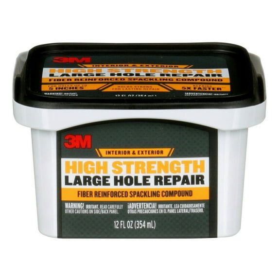 3M High Strength Large Hole Wall Filler, Fiber Reinforced, Interior and Exterior Use, White, 12 oz.
