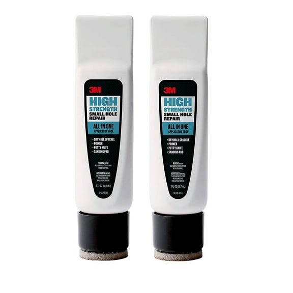3M High Strength Small Hole Repair, All in One Applicator Tool Patch Plus Primer 4-in-1, 3 fl. oz, White, 2 Pack