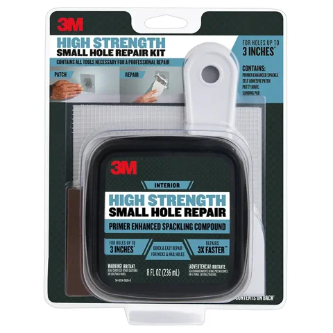 3M High Strength Small Hole Repair Kit, 8 oz., Interior Wall Filler, White, 1 Kit