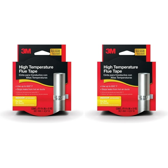 3M High Temperature Flue Tape, High Heat Sealing Tape up to 600 Degrees, 15-Foot Roll Pack of 2