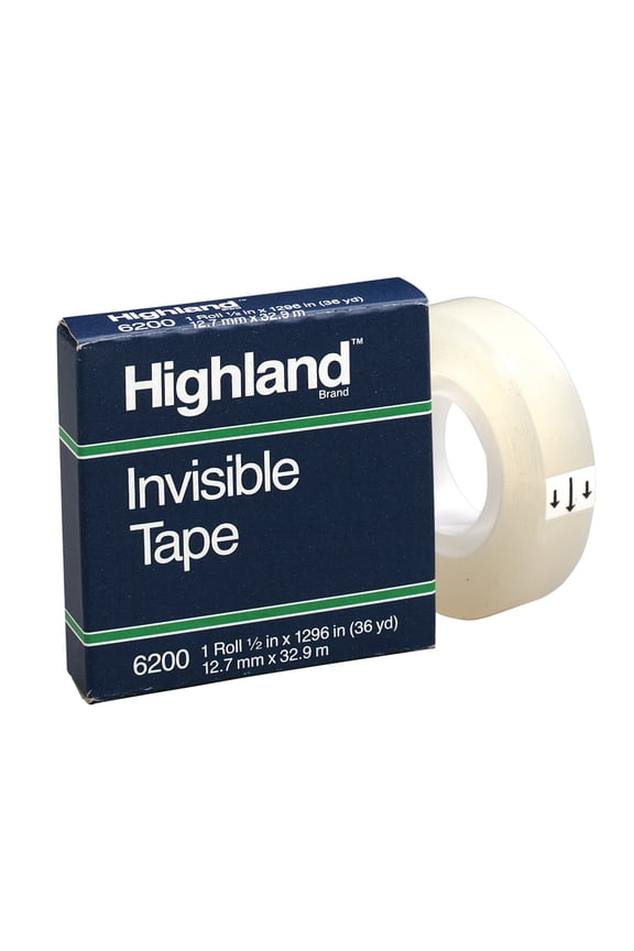 3Mâ„¢ Highlandâ„¢ 6200 Invisible Tape, 1/2" x 1,296", Clear, Pack Of 12