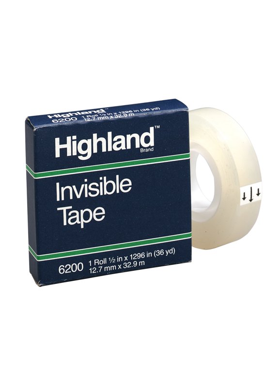 3M™ Highland™ 6200 Invisible Tape, 1/2" x 1,296", Clear, Pack Of 12
