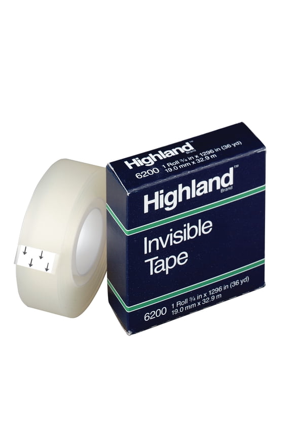 3Mâ„¢ Highlandâ„¢ 6200 Invisible Tape, 3/4" x 1,296, Clear, Pack Of 12