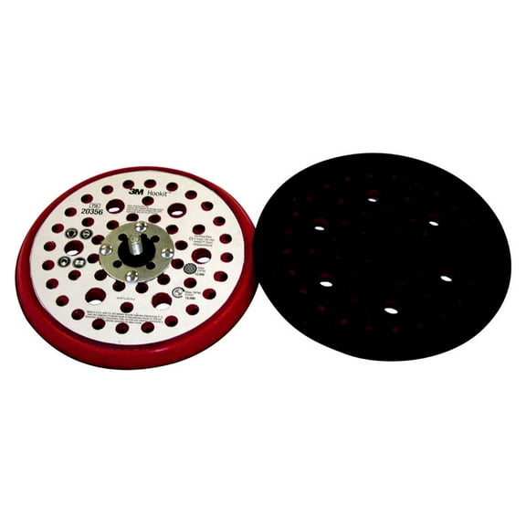3M Hookit Clean Sanding Low Profile Disc Pad 20356, 6 in x 3/8 in x 5/16-24 External 52 Holes Red Foam