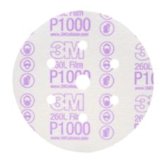 3M Hookit Finishing Film Abrasive Disc 260L, 01069, 6 in, Dust Free, P1000, 100 discs per carton, 4 cartons per case