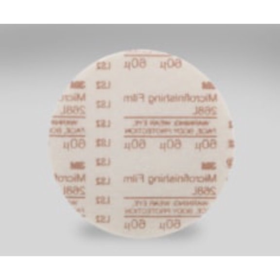 3M Hookit Microfinishing Film Disc 268L, 60 Mic, Type D, Black, 5 in x NH, Die 500X, 500 per case