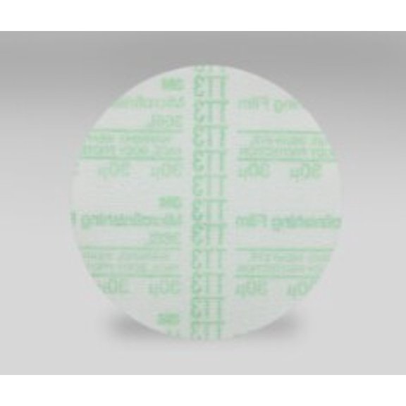 3M Hookit Microfinishing Film Disc 366L, 30 Mic, Type D, Green, 6 in x NH, Die 600Z, 50 per inner, 500 per case