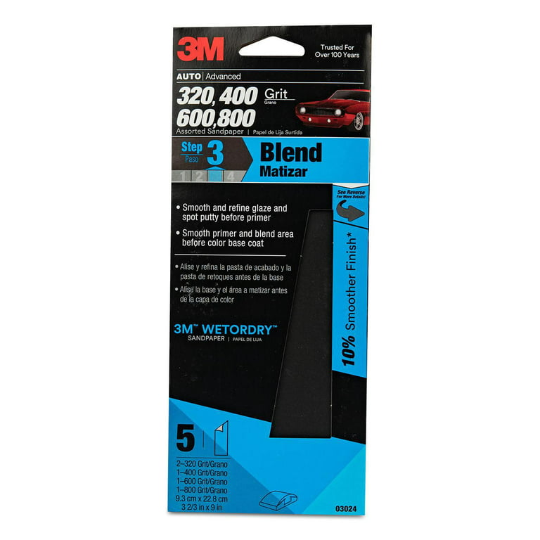 3M Imperial Wetordry Sandpaper Assortment - 3-2/3 x 9 - Designed for  sanding old paint, 5/pack, sold by pack 