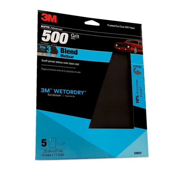 3M Imperial Wetordry Sheet, 9" x 11", P500A - Sandpaper Wod - Used in Wet Sanding, 5/pack, sold by pack