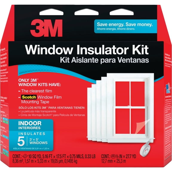3M Indoor Window Insulator Kit Insulates 5 - 3'x5' Windows