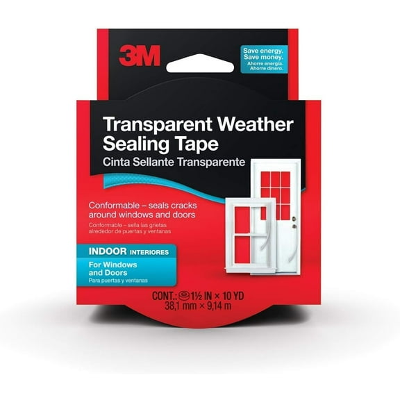 3M Interior Transparent Weather Sealing Tape, 1.5-Inch by 10-Yard2Pack