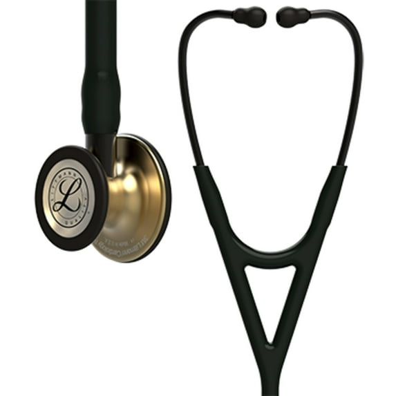 3M Littmann Cardiology IV Stethoscope, Brass-Finish Chestpiece, Black Tube, Stem and Headset, 27 inch, 6164
