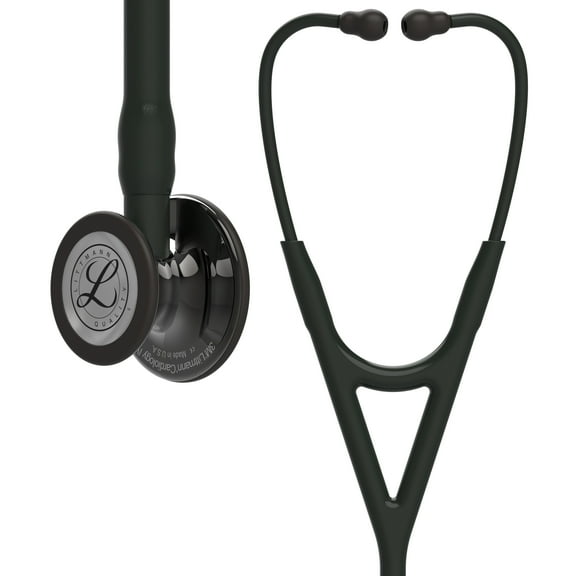 3M Littmann Cardiology IV Diagnostic Stethoscope, 6232, Stainless Steel Smoke-Finish Chestpiece, 27" Black Tube, Black Stem and Headset