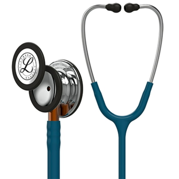 3M Littmann Classic III Stethoscope, Pop of Color, Mirror Chestpiece, Caribbean Blue Tube, Orange Stem and Stainless Headset, 27 inch, 5874