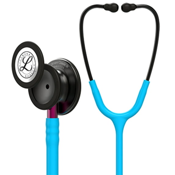 3M Littmann Classic III Stethoscope, Pop of Color, Smoke Chestpiece, Turquoise Tube, Pink Stem and Smoke Headset, 27 inch, 5872