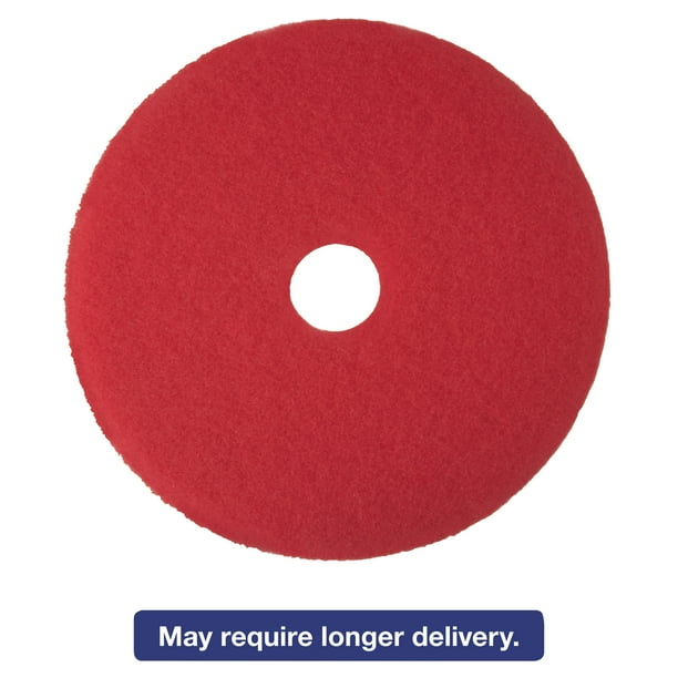 3M LowSpeed Buffer Floor Pads 5100, 16" Diameter, Red, 5/Carton