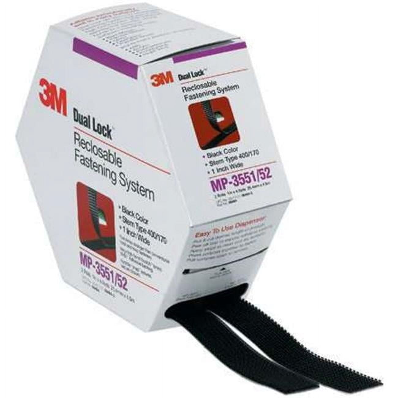 3M™ MP3541/42 Dual Lock Mini Pack Fasteners, 1" x 15', Black, 5/Case (DK3M140)