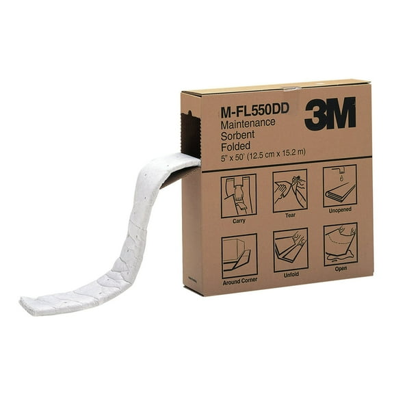 3M Maintenance Sorbent Folded Rolls, 5" x 600", Gray, Case Of 3 Rolls