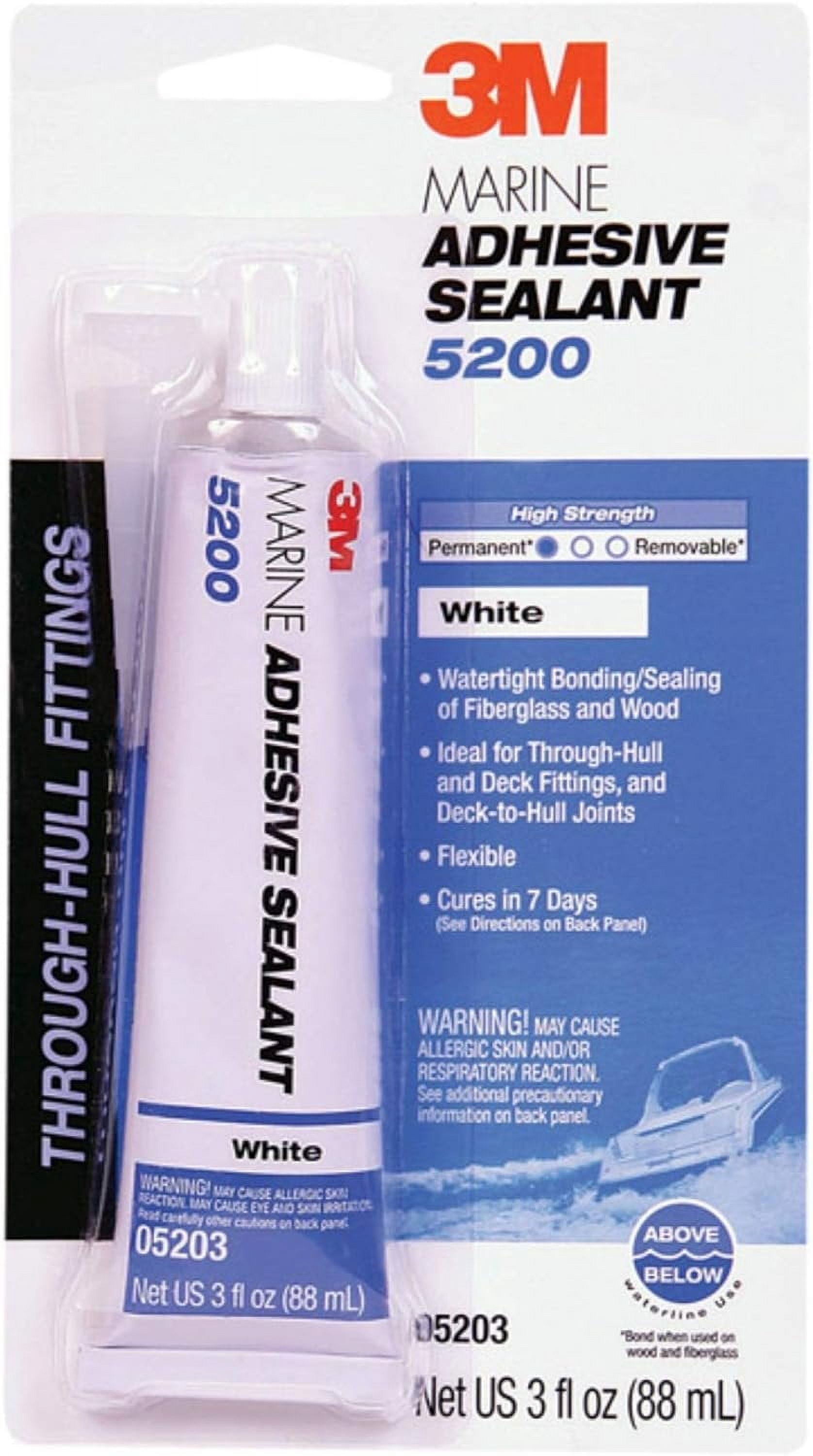 3M Marine Adhesive Sealant 5200,, White, 295 mL, 1 Cartridge, Watertight Bonging/Sealing of Gelcoat