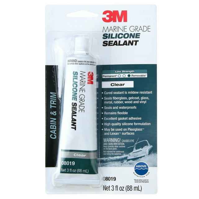 3M Marine Grade Silicone Sealant Clear, 3 oz., Seals and Waterproofs