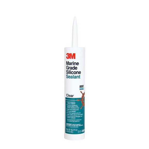 3M Marine Grade Silicone Sealant Clear, PN08029, 1/10 Gallon Cartridge, 12 per case