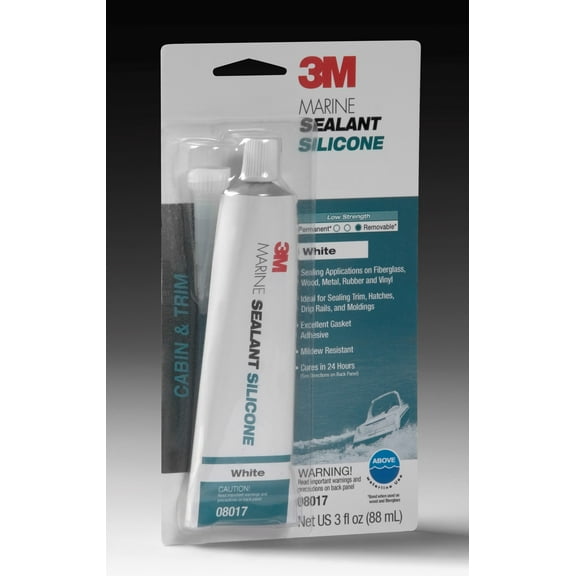 3M Marine Grade Silicone Sealant, PN08017, White, 3 oz Tube, 6/case