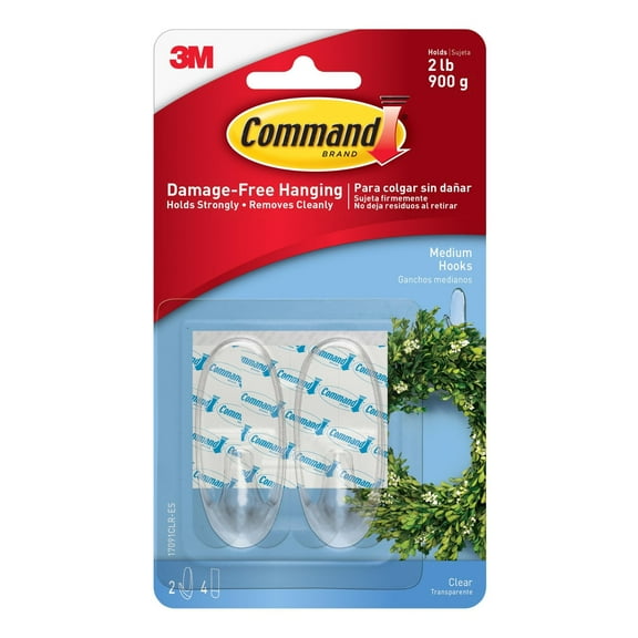 3M Medium Clear Command Hooks 2 Count