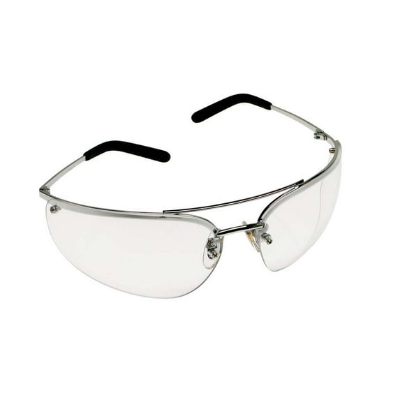 3M Metaliks Protective Eyewear 15170-10000-20 Clear Anti-Fog Lens, Polished Metal Frame
