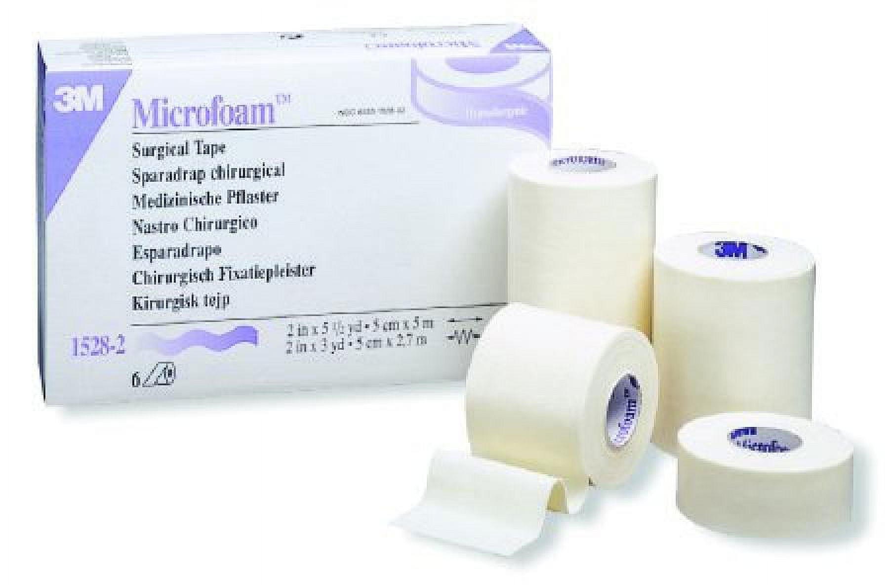 3M Microfoam Surgical Tape - Foam/Acrylic Adhesive, Water Resistant, 2 Inches x 5.5 Yards, White, 36 Count