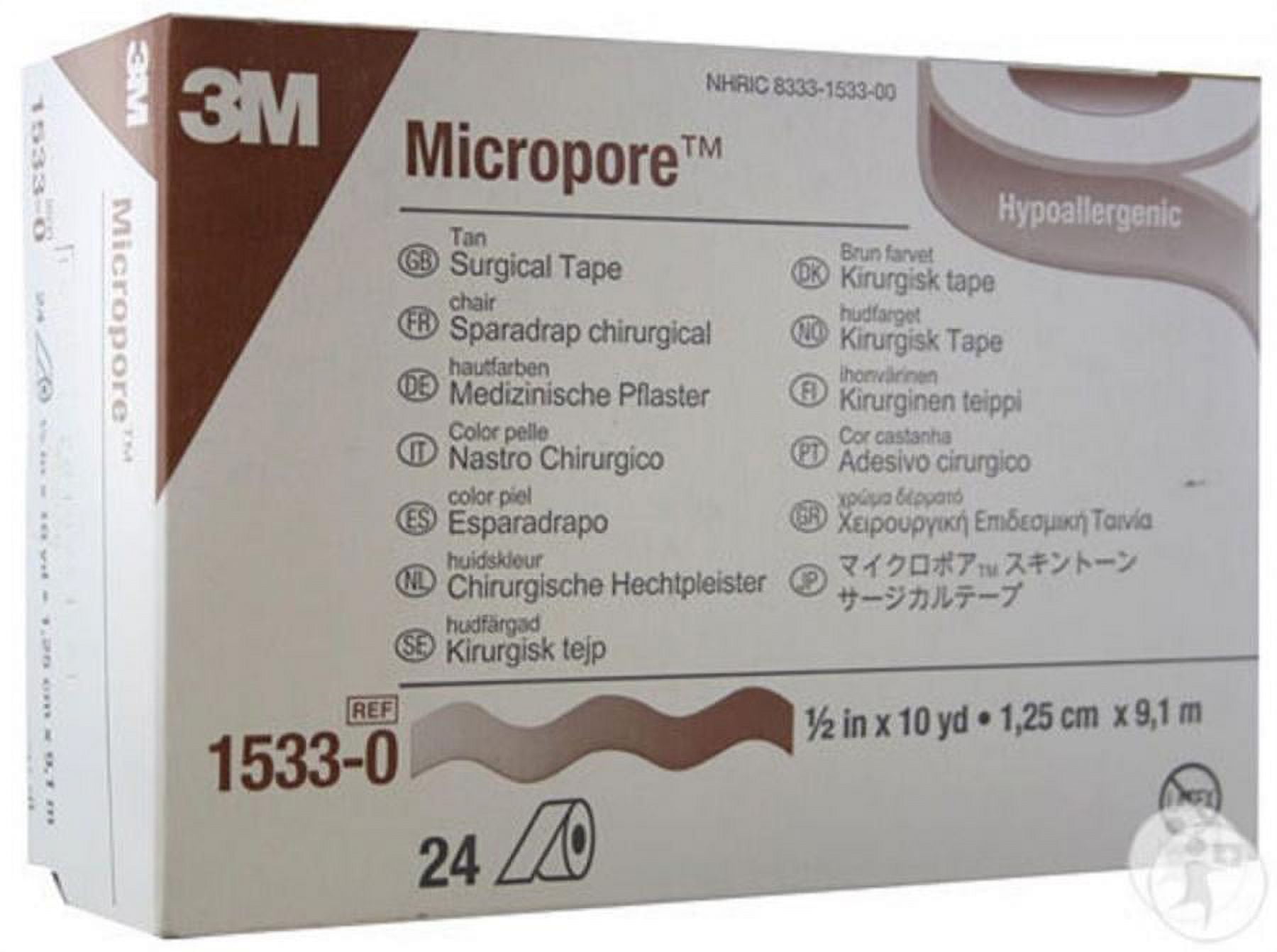 3M Micropore Easy Tear Paper Surgical Tape, .5 Inch x 10 Yards, Tan, 240 Count