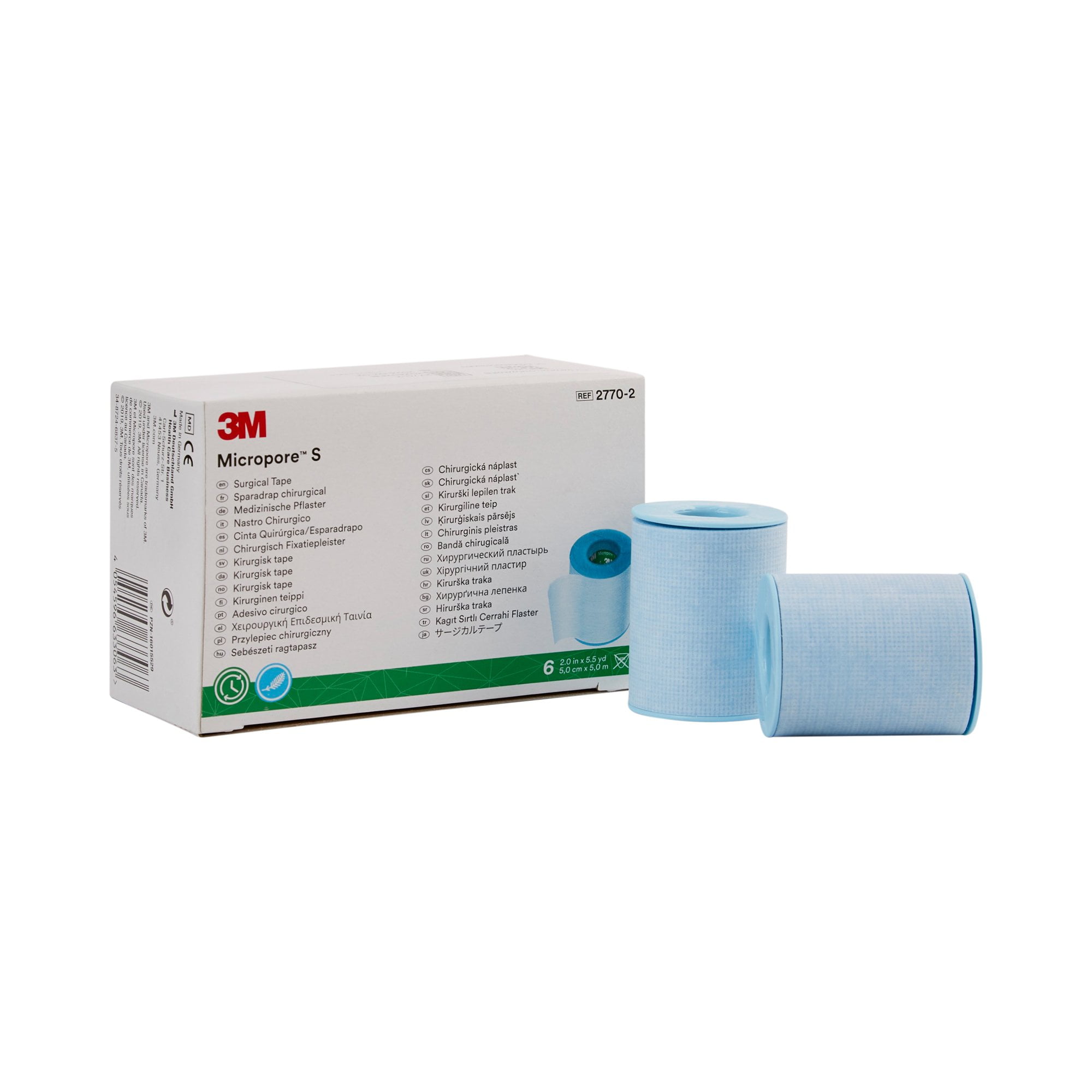 3M Micropore Medical Tape, Non-Sterile, Silicone, Blue, 2 in x 5 1/2 yds, 6  Rolls, 10 Packs, 60 Total 