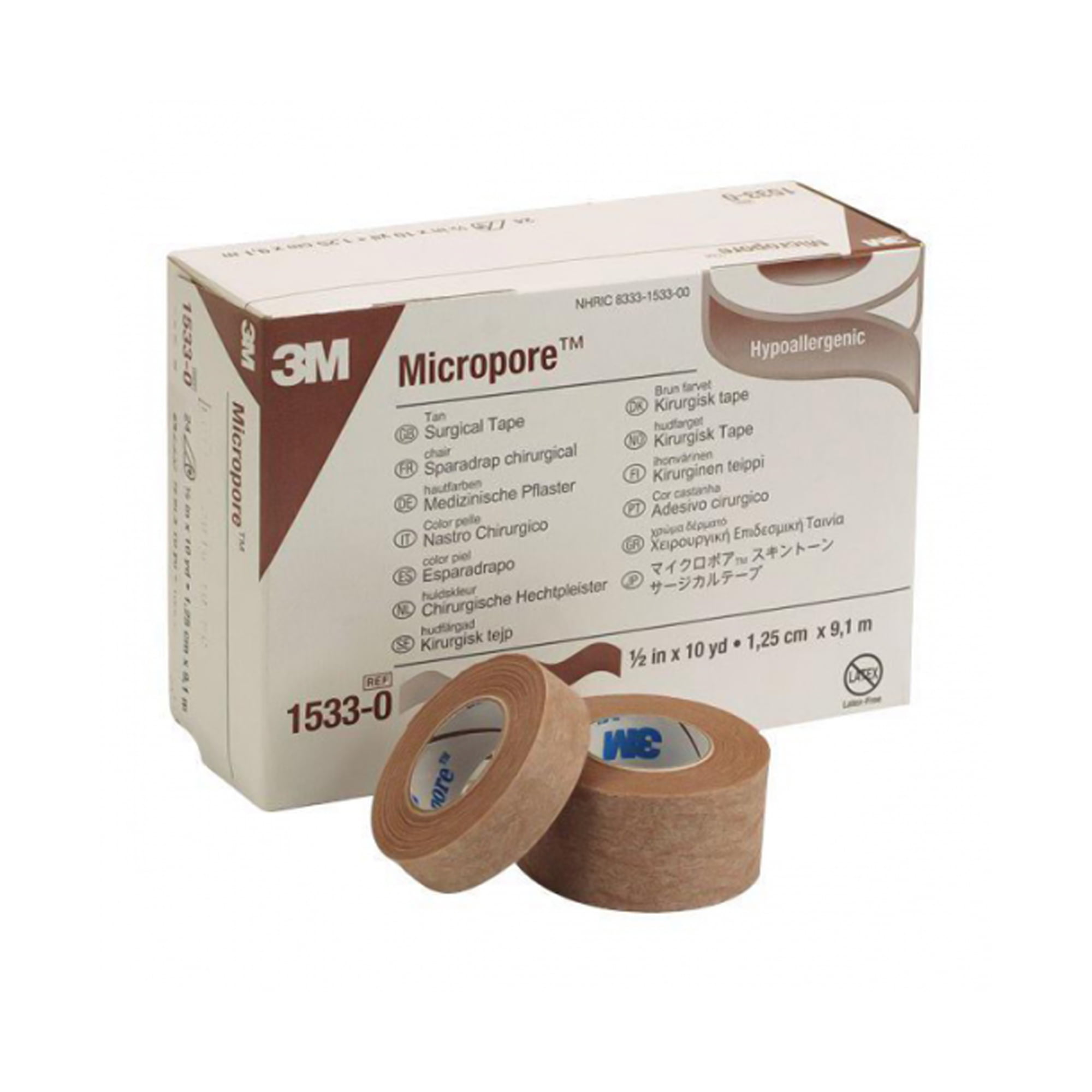 3M 15303 Micropore Surgical Paper Tape - 3 inch x 10 yards, White, Hospital  pack, Box of 4 rolls