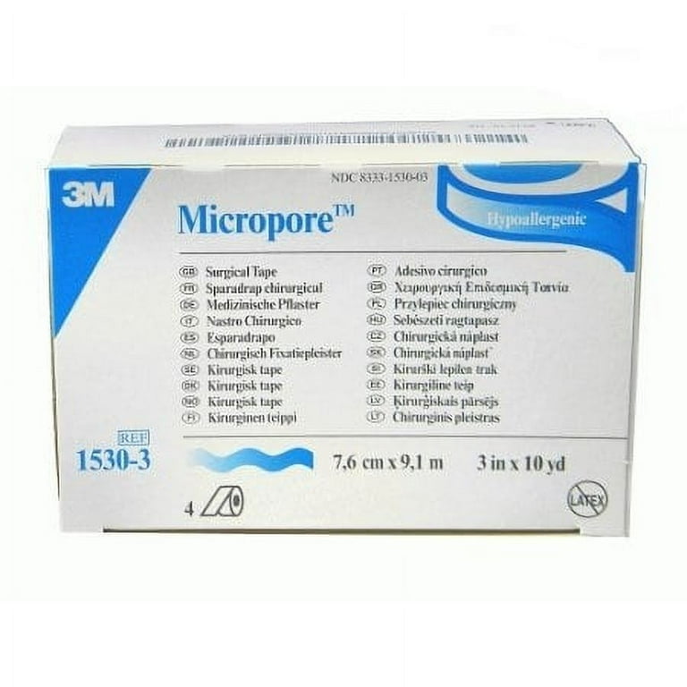 3M Micropore Surgical Paper Tape, 3 Inch x 10 Yards - Box of 4