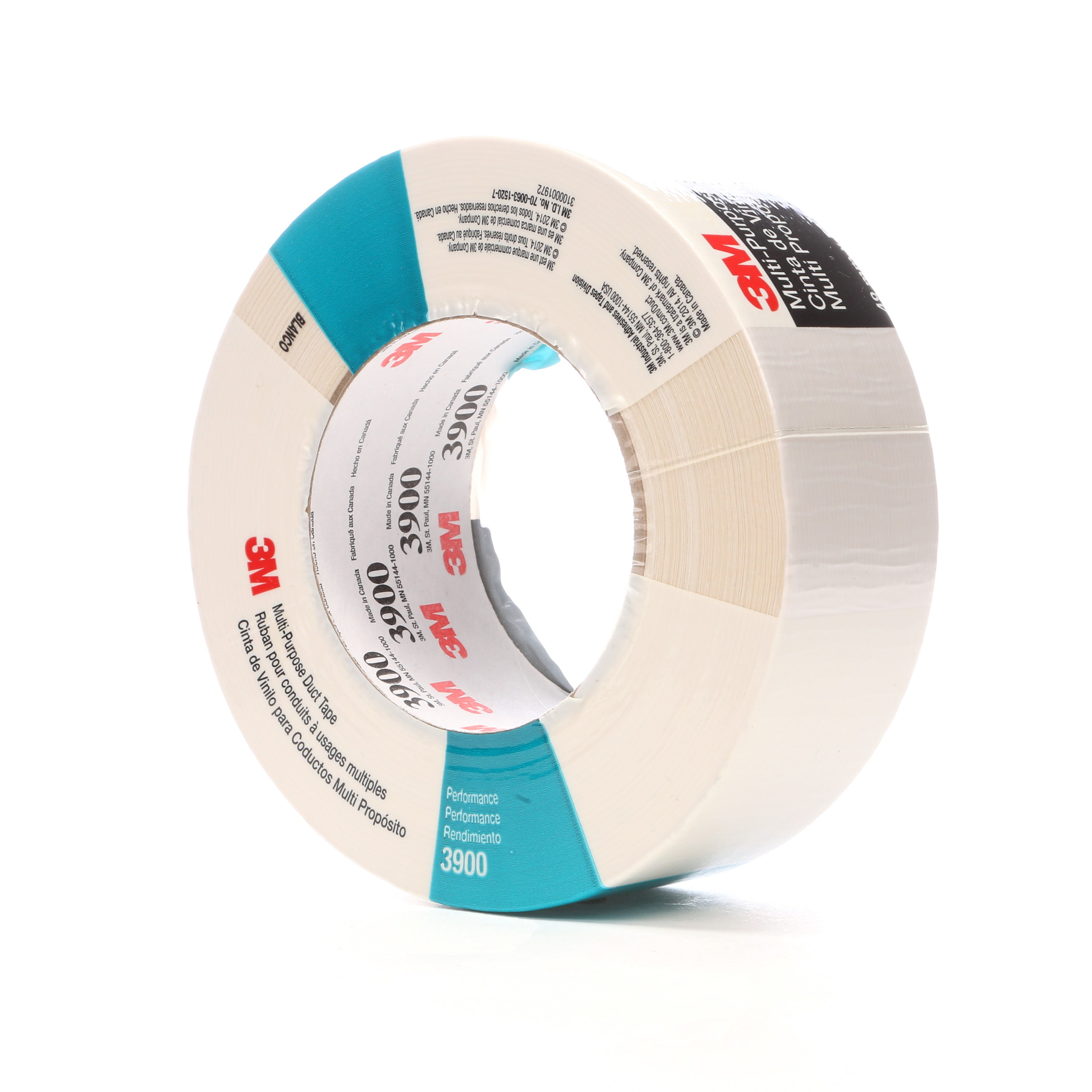 3M Multi-Purpose Duct Tape 3900 White, 48 mm x 54.8 m 7.7 mil, 24 per case Individually Wrapped