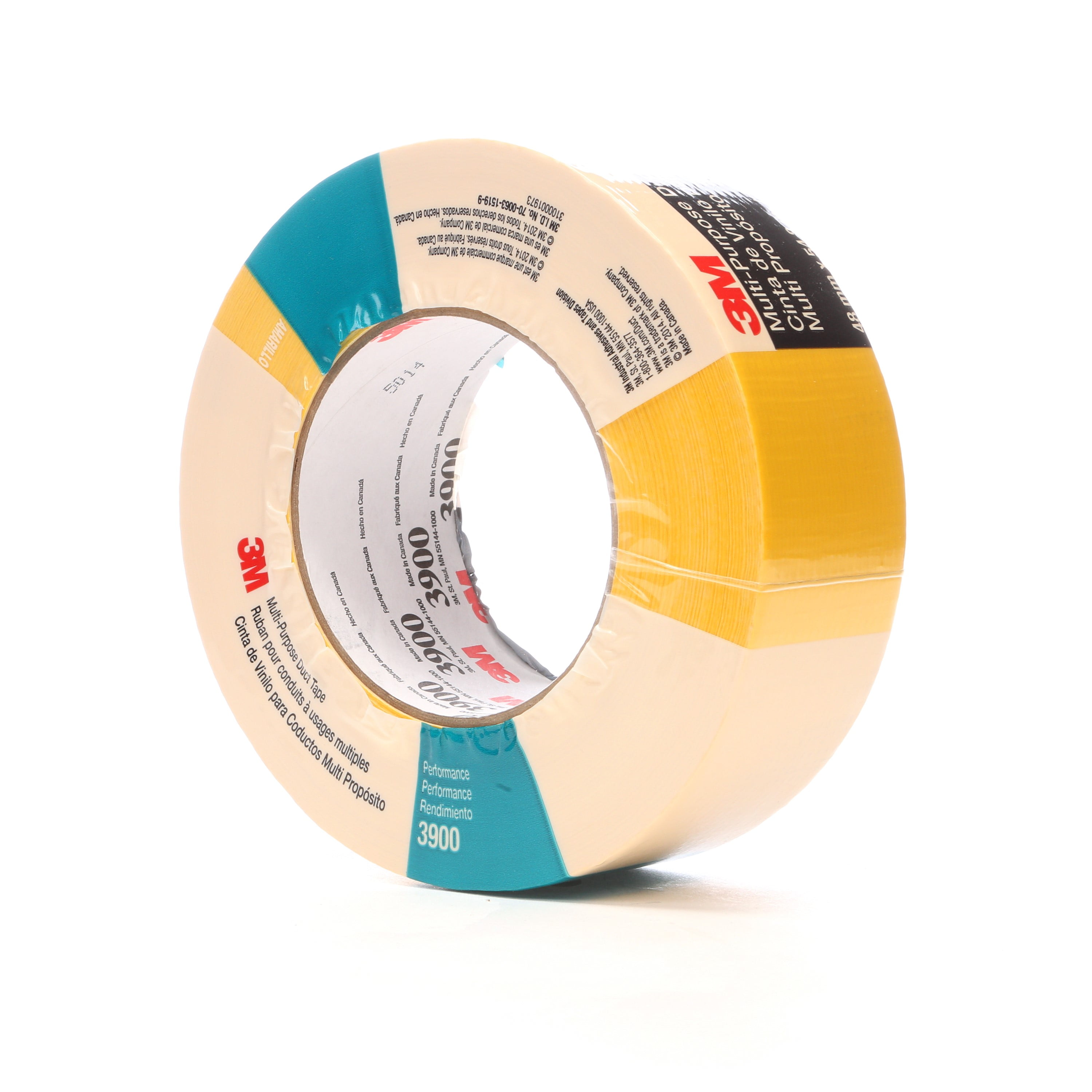 3M Multi-Purpose Duct Tape 3900 Yellow, 48 mm x 54.8 m 8.1 mil, 24 per case Individually Wrapped