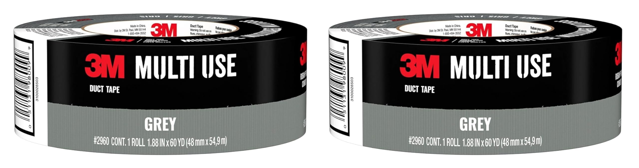 3M Multi-Use Duct Tape - Multipurpose, 1.88 In x 60 Yd - Pack of 2