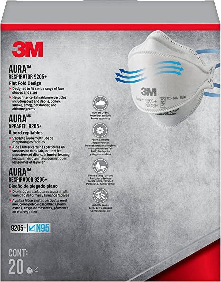 3M N95 Aura Particulate Respirator 9205+, 20 Pack