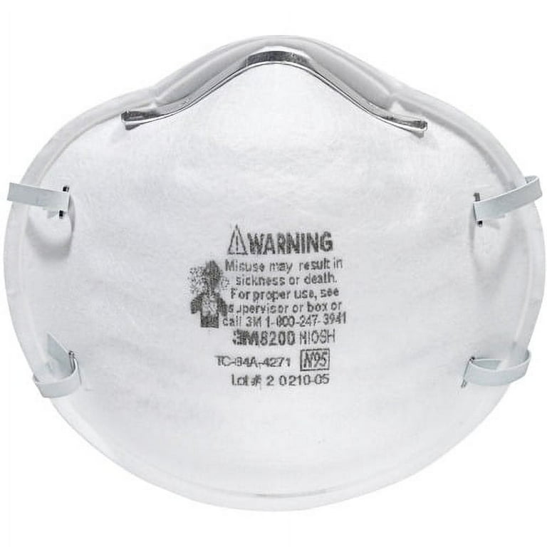 3M N95 Particle Respirator 8200 Masks - 2-Packs - Airborne Particle, Mold, Dust, Granular Pesticide, Allergen Protection - White - Disposable, Lightweight, Stretchable, Adjustable Nose Clip - 12 / Carton 3M N95 Particle Respirator 8200 Masks - 2-Packs - Airborne Particle, Mold, Dust, Granular Pesticide, Allergen Protection - White - Disposable, Lightweight, Stretchable, Adjustable Nose Clip - 12 / Carton