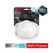 3M N95 Respirator 8511, Cool Flow Valve, White, Stretchable, 2 Safety Masks