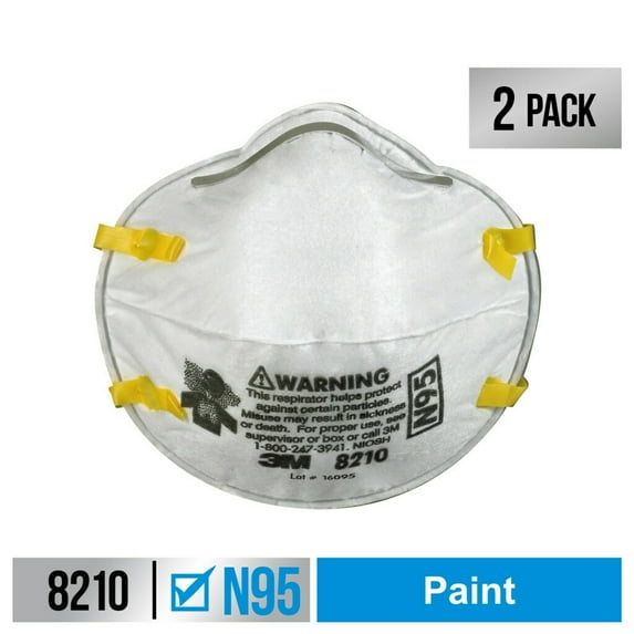 3M N95 Respirator, Captures Particulates for Painting, Safety, Wildfire Preparation, 2 White Masks
