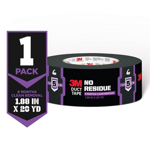 3M No Residue Duct Tape, Silver, Removes Clean Up To 6 Months, 1.88 in. x 20 yd., 1 Roll