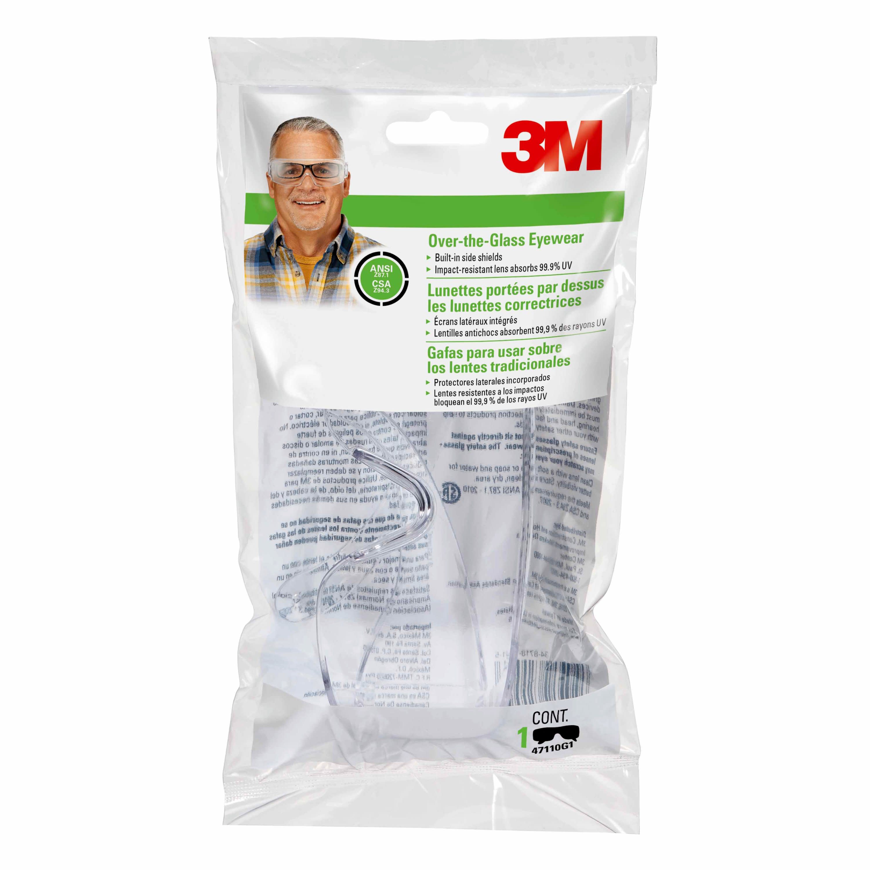 3M Over-the-Glass Clear Lens Eyewear Protection, Clear Frame - image 1 of 5