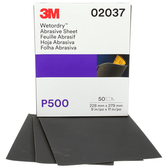 3M Wetordry Abrasive Sheet, 02037, P500, 9 in x 11 in
