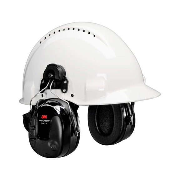 3M PELTOR ProTac III Headset, Black,?Hard Hat Attached