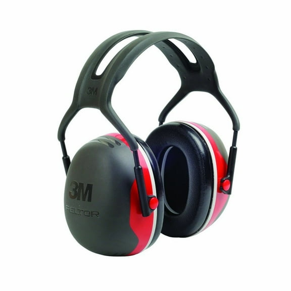 3M PELTOR X3A Over-the-Head Earmuffs, 28 dB NRR, Black/Red, 10 pack