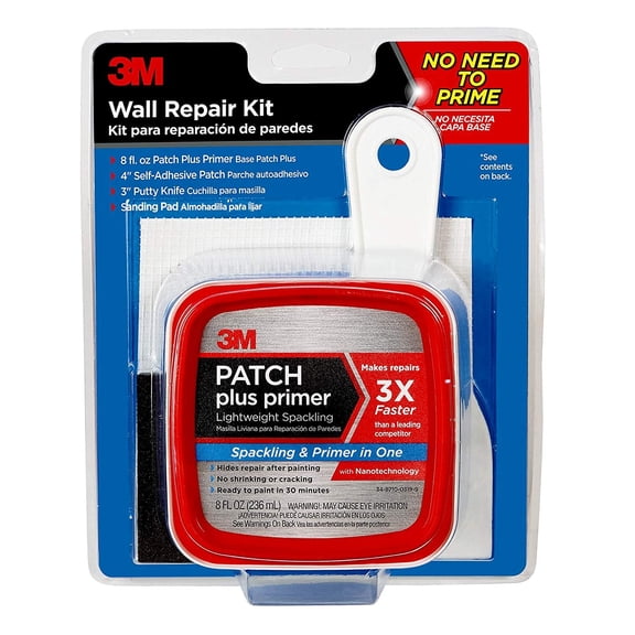 3M PPP Kit with 8 fl. oz Plus Primer, Self-Adhesive Patch, Putty Knife and Sanding Pad, 1 tub