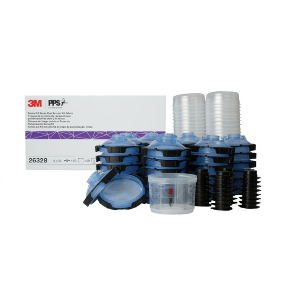 3M PPS Series 2.0 Spray Cup System Kit, 26328, Micro (3 fl oz, 90 mL), 125 Micron Filter, 1 kit