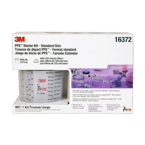 3M PPS Starter Kit, (Standard Size 22 fl. oz. 6-Pack Lid and Liner, 1 Cup and Collar with 125 Micron