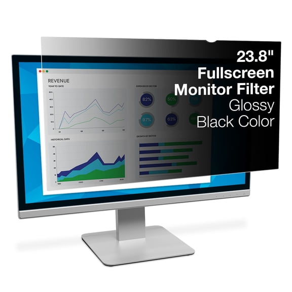 3M Privacy Filter for 23.8in Full Screen Monitor, 16:9, PF238W9E Black, Matte