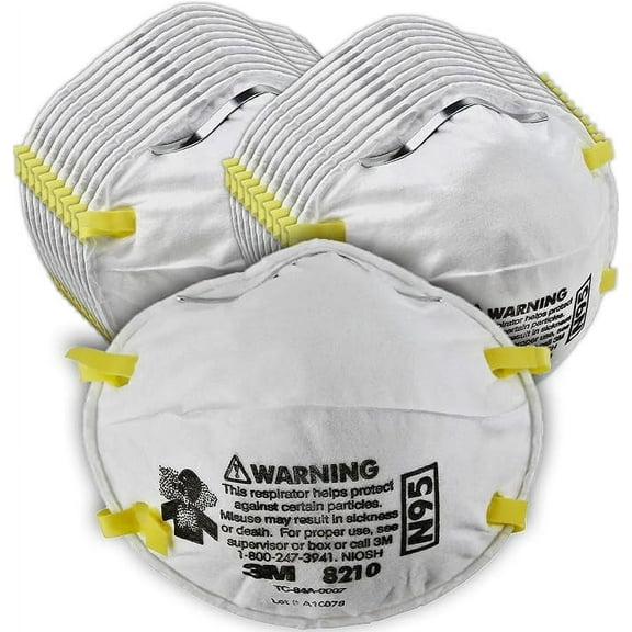 3M Particulate Respirator 8210Plus, Pack of 160, N95, 8210+, NIOSH APPROVED, Adjustable Noseclip, Lightweight, Two Strap Braided Headbands, Smoke, Dust, Grinding, Sanding, Sawing, Sweeping